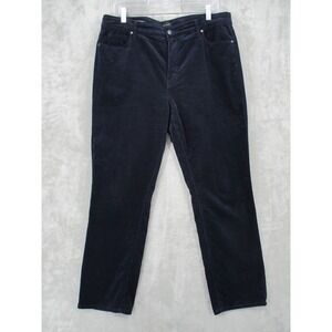 Talbots Pants Womens 14 Petite Navy Blue Corduroy Straight Leg Stretch Office